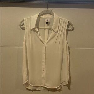 CAbi Cream Sleeveless Blouse